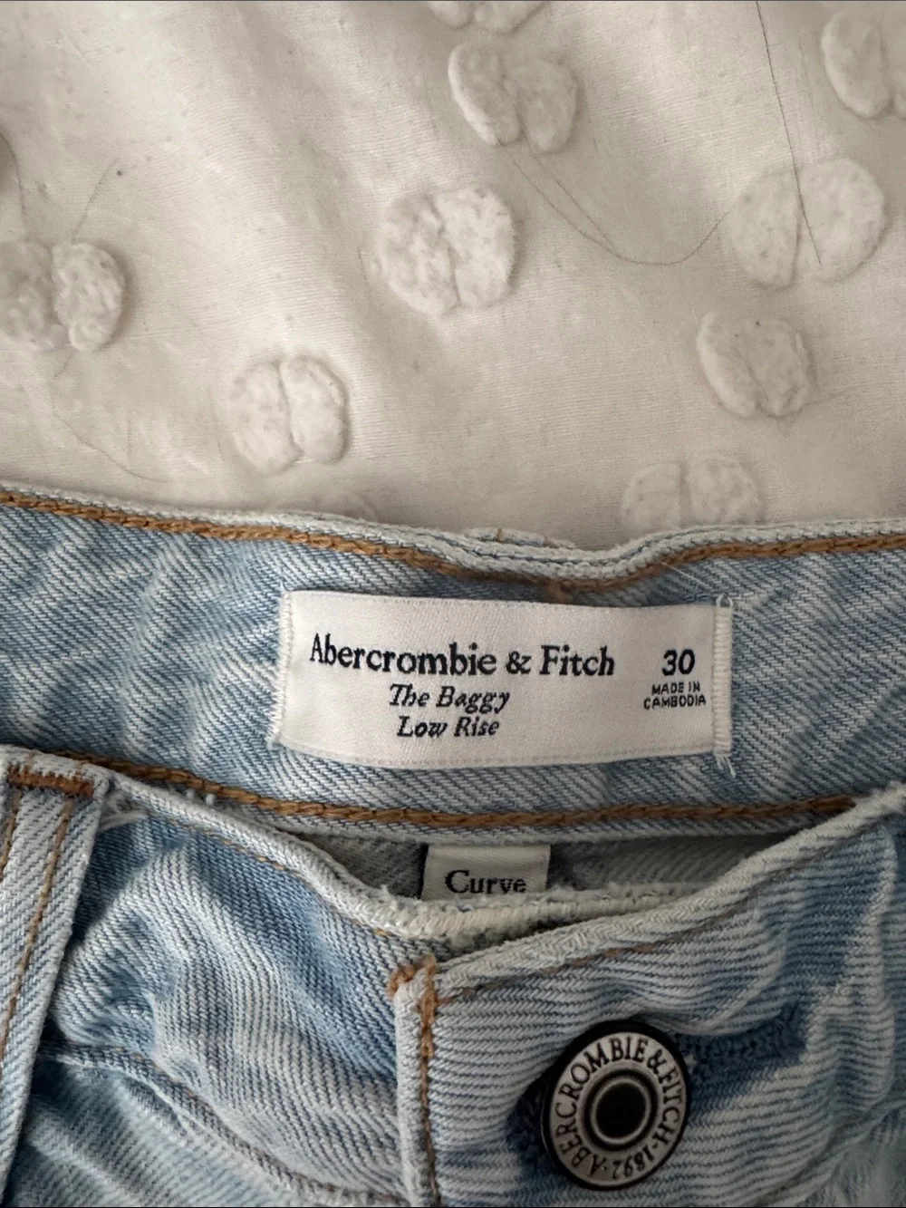 Abercrombie & Fitch Light Blue Distressed Baggy Denim Shorts